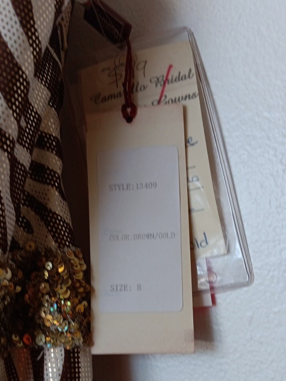 Vintage La Femme Gold and Brown Zebra-Print Maxi Dress with Embellished Waist - Picture 6 of 16